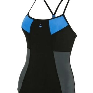 Aqua Sphere Black Blue Grey Tankini Top Size US 36 / 10